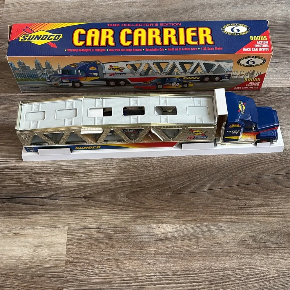 1999 Sunoco Car Carrier Transport Truck Rig & Race Car Collectors Edition NIB